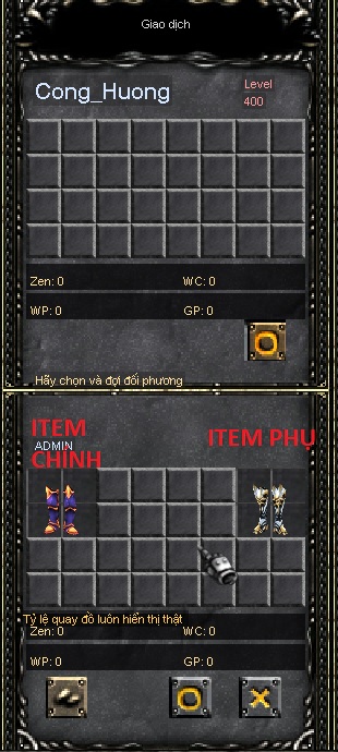 Bước 2 – Đặt Item chính và Item phụ